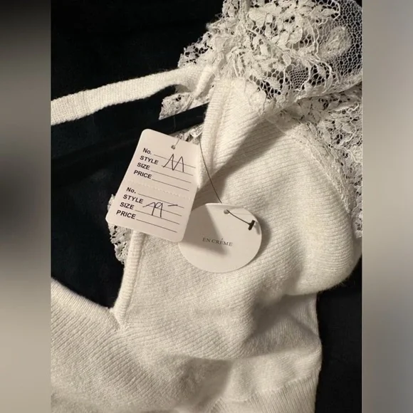 2/$50 White Lace Crop Sweater - Picture 5 of 5